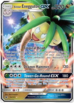 Alolan Exeggutor-GX 74/111 Rare Holo GX card from Crimson Invasion