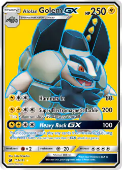 Alolan Golem-GX 102/111 Rare Ultra card from Crimson Invasion