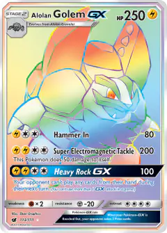Alolan Golem-GX 113/111 Rare Rainbow card from Crimson Invasion
