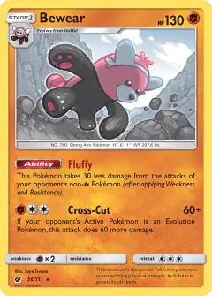 Bewear 56/111 Rare Holo card from Crimson Invasion