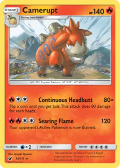 Camerupt 14/111 Rare card from Crimson Invasion