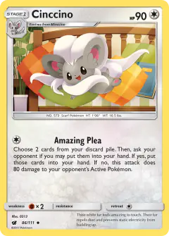 Cinccino 86/111 Uncommon card from Crimson Invasion