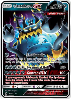 Guzzlord-GX 63/111 Rare Holo GX card from Crimson Invasion