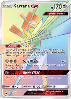 Kartana-GX 117/111 Rare Rainbow card from Crimson Invasion