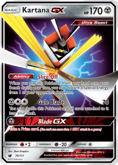 Kartana-GX 70/111 Rare Holo GX card from Crimson Invasion