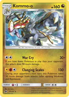 Kommo-o 77/111 Rare card from Crimson Invasion