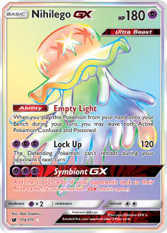 Nihilego-GX 114/111 Rare Rainbow card from Crimson Invasion