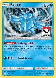 Regice 28/111 Rare Holo card from Crimson Invasion