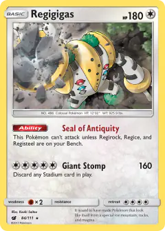 Regigigas 84/111 Rare Holo card from Crimson Invasion