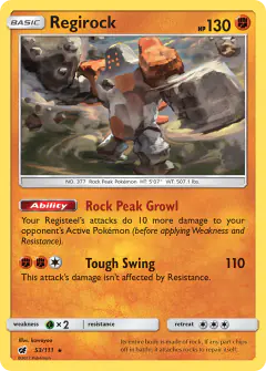 Regirock 53/111 Rare card from Crimson Invasion