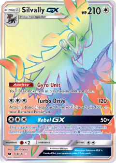 Silvally-GX 119/111 Rare Rainbow card from Crimson Invasion