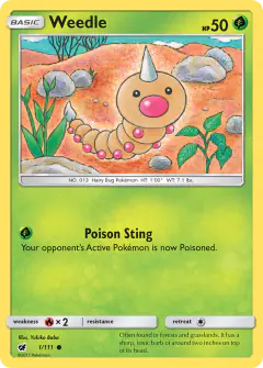 Weedle 1/111 Common card from Crimson Invasion