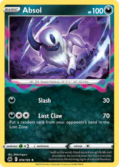 Absol 076/159 Rare Holo card from Crown Zenith