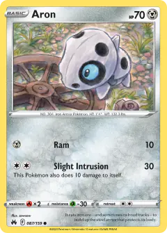 Aron 087/159 Common card from Crown Zenith