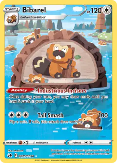 Bibarel GG25/GG70 Trainer Gallery Rare Holo card from Crown Zenith