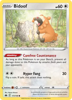 Bidoof 111/159 Common card from Crown Zenith