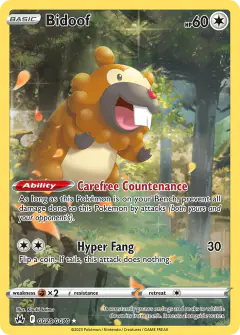 Bidoof GG29/GG70 Trainer Gallery Rare Holo card from Crown Zenith