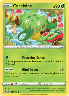 Carnivine 012/159 Uncommon card from Crown Zenith