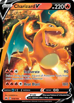 Charizard V 018/159 Rare Holo V card from Crown Zenith