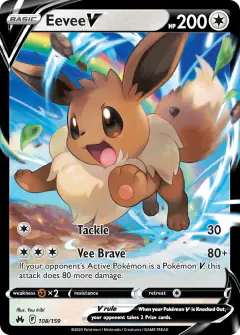 Eevee V 108/159 Rare Holo V card from Crown Zenith