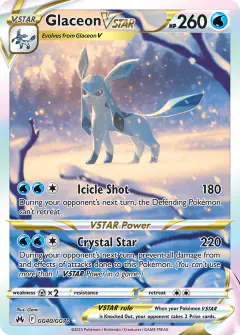 Glaceon VSTAR GG40/GG70 Rare Holo VSTAR card from Crown Zenith