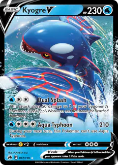 Kyogre V 037/159 Rare Holo V card from Crown Zenith