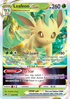 Leafeon VSTAR 014/159 Rare Holo VSTAR card from Crown Zenith