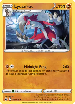 Lycanroc 074/159 Rare card from Crown Zenith