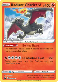 Radiant Charizard 020/159 Radiant Rare card from Crown Zenith