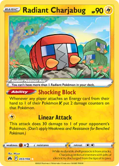 Radiant Charjabug 051/159 Radiant Rare card from Crown Zenith