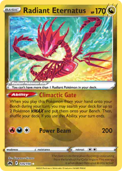Radiant Eternatus 105/159 Radiant Rare card from Crown Zenith