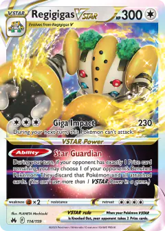 Regigigas VSTAR 114/159 Rare Holo VSTAR card from Crown Zenith