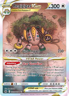 Regigigas VSTAR GG55/GG70 Rare Holo VSTAR card from Crown Zenith