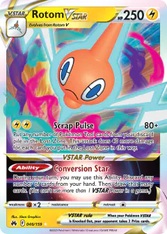 Rotom VSTAR 046/159 Rare Holo VSTAR card from Crown Zenith