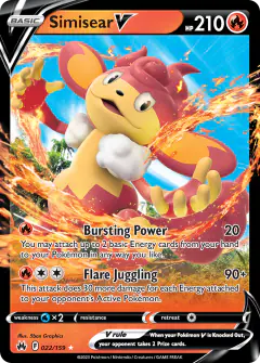 Simisear V 022/159 Rare Holo V card from Crown Zenith