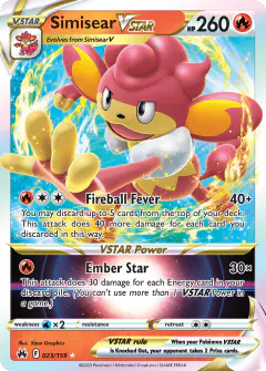 Simisear VSTAR 023/159 Rare Holo VSTAR card from Crown Zenith