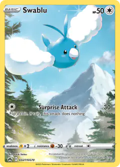 Swablu GG27/GG70 Trainer Gallery Rare Holo card from Crown Zenith