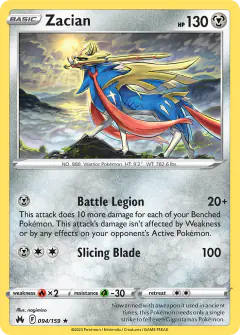 Zacian 094/159 Rare Holo card from Crown Zenith