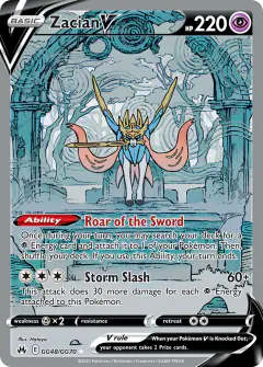 Zacian V GG48/GG70 Rare Holo V card from Crown Zenith