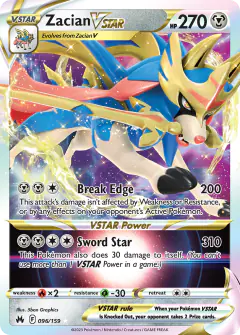 Zacian VSTAR 096/159 Rare Holo VSTAR card from Crown Zenith