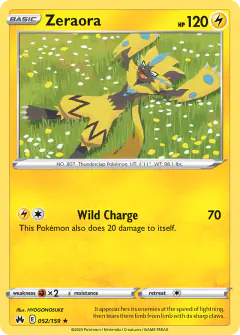 Zeraora 052/159 Rare card from Crown Zenith