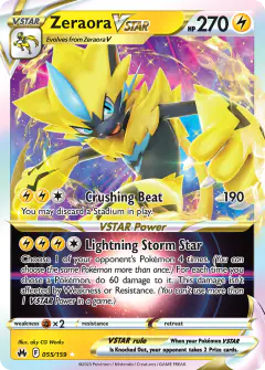 Zeraora VSTAR 055/159 Rare Holo VSTAR card from Crown Zenith