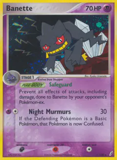 Banette 1/100 Rare Holo card from Crystal Guardians