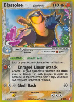 Blastoise δ 2/100 Rare Holo card from Crystal Guardians
