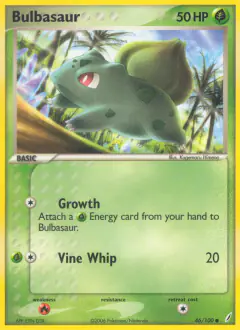 Bulbasaur 46/100 Common card from Crystal Guardians