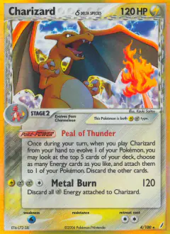 Charizard δ 4/100 Rare Holo card from Crystal Guardians