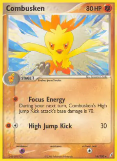 Combusken 16/100 Rare card from Crystal Guardians