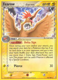 Fearow δ 18/100 Rare card from Crystal Guardians