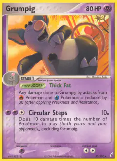 Grumpig 20/100 Rare card from Crystal Guardians