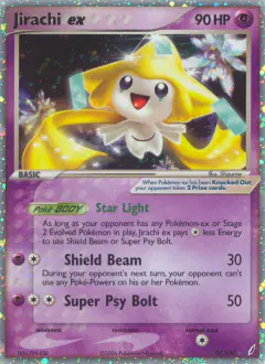 Jirachi ex 94/100 Rare Holo EX card from Crystal Guardians